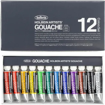 Vodová barva Holbein - Kvašové barvy - 12 ks - sada 12 ks barev