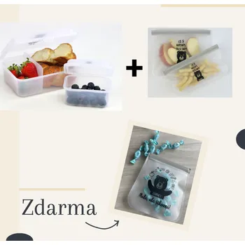 Svačinový box DOMKY Výhodný set do školy s KAPSOU ZDARMA