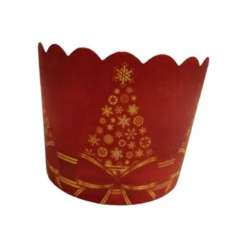 Vánoční dekorace Cukrářské košíčky na muffiny - Vánoční stromeček / 24 ks červené