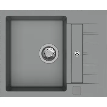 Granitový dřez StrongSinks S3 Dřez granit Vardar 615 615x500mm s odkapem a vaničkou šedá (StrongSinks S3 Dřez granit Vardar 615 615x500mm s odkapem a vaničkou šedá)