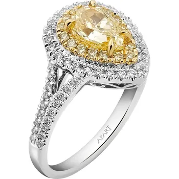 Prsten Prsten z bílého a žlutého zlata s diamanty - VS2/Fancy Light Yellow - 1,51 ct - ryzost 750 - 220.666