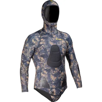 Neoprenový oblek SUBEA Pánská potápěčská bunda SPF 540 neopren 5 mm M KAŠTANOVÁ|ZELENÁ