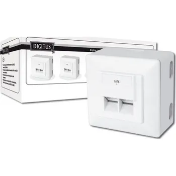 Elektrická zásuvka Digitus modulární dvojzásuvka CAT6, stíněná, na omítku,LSA, bílá, 5ks DN-9006/B5-N
