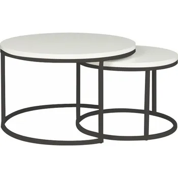 Konferenční stolek MARIDEX Sada dvou kulatých stolů, matná bílá/matná černá