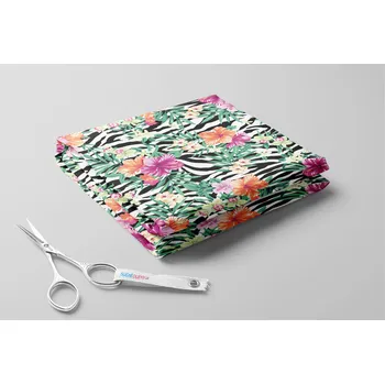 Softshell letní, Zebří pruhy s květy ibišku Barva: Bílá