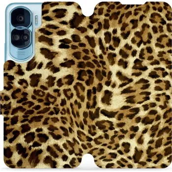 Pouzdro na mobilní telefon Flipové pouzdro Mobiwear - Honor 90 Lite 5G - VA33P Leopardí vzor (Knížkové flip pouzdro, obal, kryt na mobil Honor 90 Lite 5G - VA33P Leopardí vzor, materiál Umělá kůže + TPU - ochrana 360°, stojánek, silikonová vanička, magnetické zavírání)