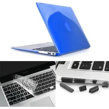 Gloss sada plastový obal, protiprachová zástrčka a chránič klávesnice na MacBook Air 13.3 - tmavěmodrý