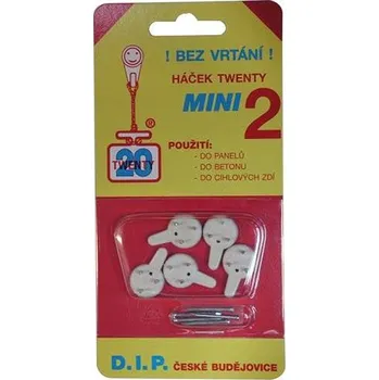 Nábytkové kování Háček tw.mini II plastový, BÍ (5ks) 1104 (7015)