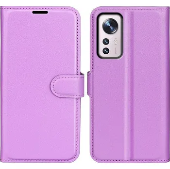 Pouzdro na mobilní telefon Litchi PU kožené peněženkové pouzdro pro mobil Xiaomi 12 Pro - fialové