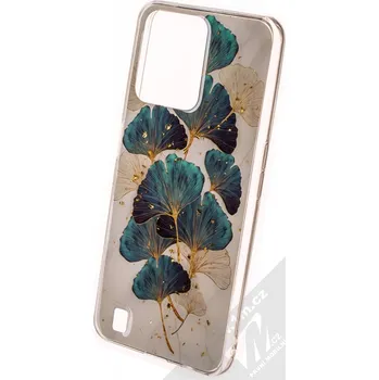 Pouzdro na mobilní telefon 1Mcz Gold Glam Lístky Skinny TPU ochranný kryt pro Realme C31 bílá zelená (white green)