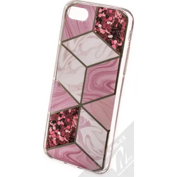 Pouzdro na mobilní telefon 1Mcz Geometric Marble Cover ochranný kryt pro Apple iPhone 7, iPhone 8, iPhone SE (2020), iPhone SE (2022) růžová (pink)