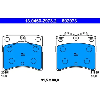 Brzdová destička Sada brzdových destiček, kotoučová brzda ATE 13.0460-2973.2
