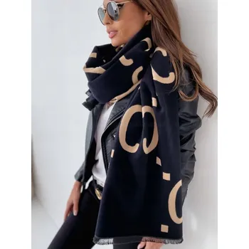 Šála Vzorovaná šála černo-hnědá