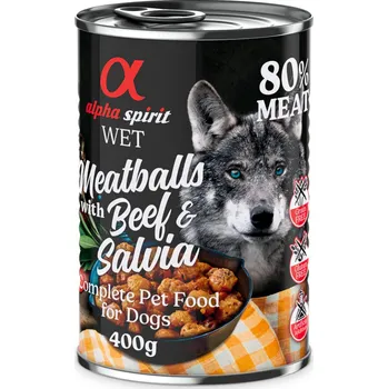 Krmivo pro psa Alpha Spirit Meatballs Hovězí a šalvěj 6x400 g (BALENÍ 6ks)