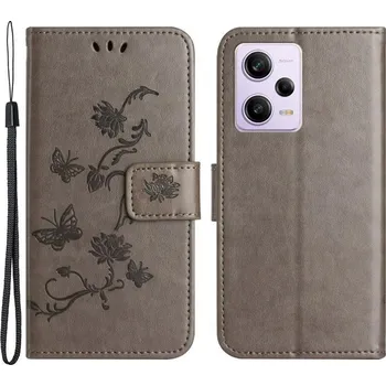 Pouzdro na mobilní telefon Flower knížkové pouzdro na Xiaomi Redmi Note 12 Pro+ 5G - šedé