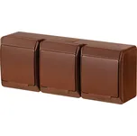 Famatel GALATEA IP44 Zásuvka 3x 2P+PE, 3-násobná vodorovná (hnědá)