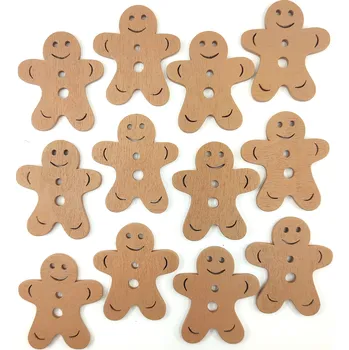 Vánoční dekorace Dřevěná dekorace, PERNÍČKY, 4x3,5cm, 12 ks/bal.