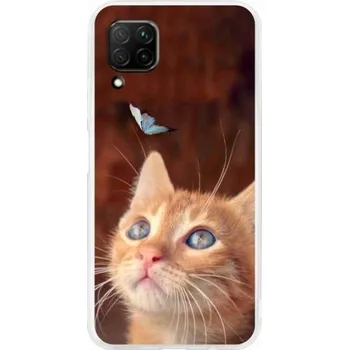 Pouzdro na mobilní telefon Gelový kryt mmCase na mobil Huawei P40 Lite - motýl a kotě