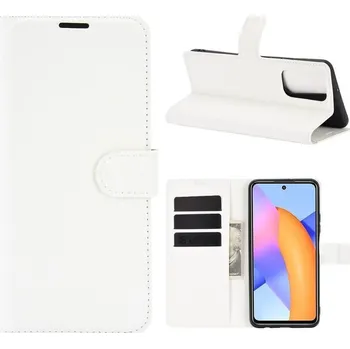 Pouzdro na mobilní telefon Litchi PU kožené peněženkové pouzdro na mobil Honor 10X Lite - bílé