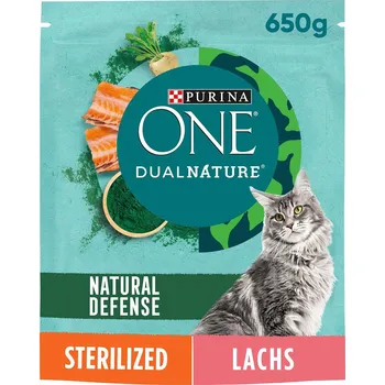 PURINA ONE Dual Nature pro kastrované kočky, losos se spirulinou, 650 g