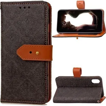 Pouzdro na mobilní telefon Lace PU kožené pouzdro se zapínáním na iPhone X - černé