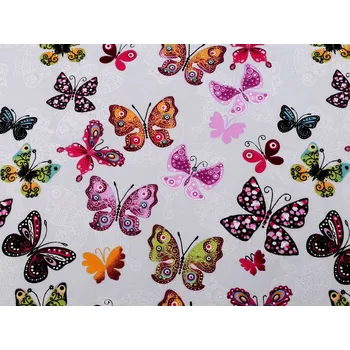 Bavlněná látka / plátno motýl, barva (22) šedá nejsvětlejší