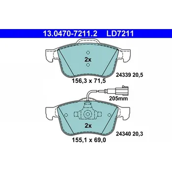 Brzdová destička Sada brzdových destiček, kotoučová brzda ATE 13.0470-7211.2