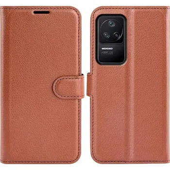 Pouzdro na mobilní telefon Litchi PU kožené peněženkové pouzdro na mobil Xiaomi Poco F4 5G - hnědé