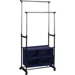 Dvouřadý věšák, s boxem, stříbrná / černá, SANDOR