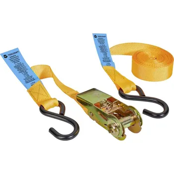 Upínací popruh TOOLCRAFT dvoudílný upínací popruh Přivazovací únosnost napřímo (LC)=250 daN (d x š) 5 m x 25 mm přezka se zubatým páske