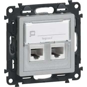 Elektrická zásuvka Legrand VALENA LIFE datová zásuvka 2xRJ45 CAT.6 UTP HLINÍK vybavena modulem Linkeo /75C6UH2/
