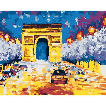 ZUTY Malování podle čísel - VÍTĚZNÝ OBLOUK S AUTY Rozměr: 40x50 cm, Rámování: bez rámu a bez vypnutí plátna