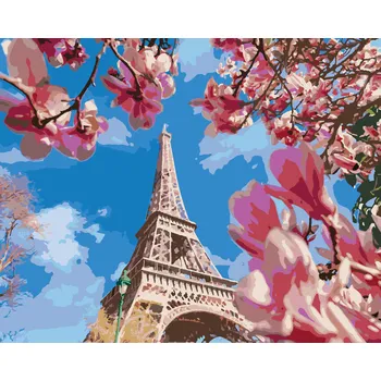 ZUTY Malování podle čísel - PAŘÍŽ A MAGNÓLIE Rozměr: 40x50 cm, Rámování: bez rámu a bez vypnutí plátna