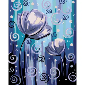 Hračka ZUTY Malování podle čísel - KVĚTINY A SPIRÁLKY Rozměr: 40x50 cm, Rámování: vypnuté plátno na rám