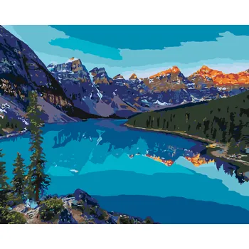 ZUTY Malování podle čísel - MORÉNSKÉ JEZERO V NÁRODNÍM PARKU BANFF Rozměr: 40x50 cm, Rámování: bez rámu a bez vypnutí plátna
