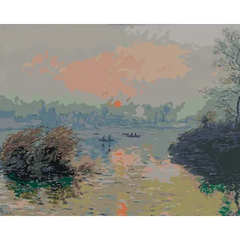 ZUTY Malování podle čísel - LE COUCHER DE SOLEIL SUR LA SEINE (CLAUDE MONET) Rozměr: 40x50 cm, Rámování: bez rámu a bez vypnutí plátna
