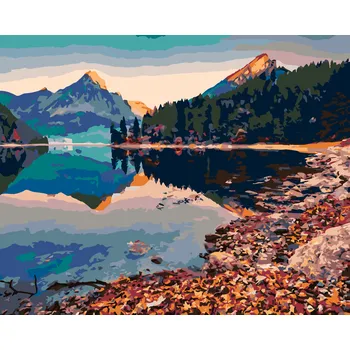 ZUTY Malování podle čísel - DVA VRCHOLY HOR ODRÁŽEJÍCÍ SE V JEZERU Rozměr: 40x50 cm, Rámování: bez rámu a bez vypnutí plátna