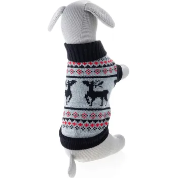 Obleček pro psa Vsepropejska Salva černo-šedý svetr pro psa Barva: Černá, Délka zad (cm): 20 - 21, Obvod hrudníku: 26 – 32 cm