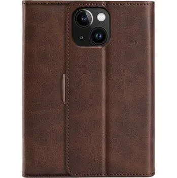 Pouzdro na mobilní telefon Flipové pouzdro z PU kůže pro iPhone 15 Plus - hnědé