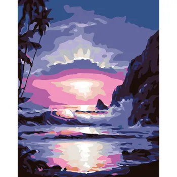 ZUTY Malování podle čísel - MODRÝ ZÁPAD SLUNCE Rozměr: 40x50 cm, Rámování: vypnuté plátno na rám