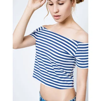 Dámská halenka Krátká halenka s carmen výstřihem bílá s námořnickými pruhy Yups Other 2438965
