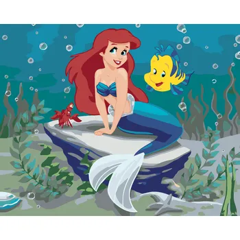 ZUTY Malování podle čísel - MALÁ MOŘSKÁ VÍLA Rozměr: 40x50 cm, Rámování: bez rámu a bez vypnutí plátna