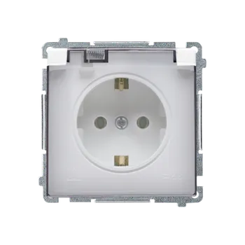 Elektrická zásuvka SIMON Basic BMGSZ1B.01/11A Zásuvka jednonásobná typu Schuko IP44 (strojek s krytem), 16 A, 250 V~, p