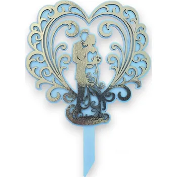 Jedlá dekorace na dort VypálímTi.cz Zápich do dortu - Svatební srdce XL zlatý