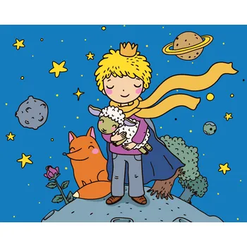 ZUTY Malování podle čísel - MALÝ PRINC S OVEČKOU Rozměr: 40x50 cm, Rámování: bez rámu a bez vypnutí plátna