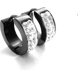 Steel Jewelry Náušnice černé kroužky s krystalky z chirurgické oceli NS121126 dárkové balení zdarma