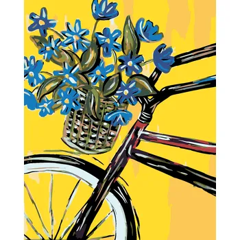 ZUTY Malování podle čísel - MODRÉ KVĚTY NA KOLE Rozměr: 40x50 cm, Rámování: bez rámu a bez vypnutí plátna