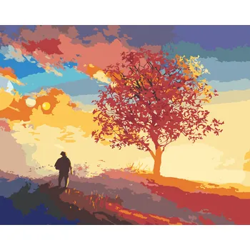ZUTY Malování podle čísel - STROM NA SAMOTNÉM VRCHOLU KOPCE Rozměr: 40x50 cm, Rámování: bez rámu a bez vypnutí plátna