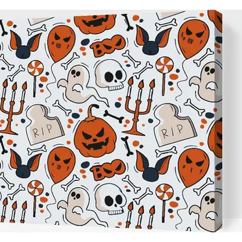 Malování podle čísel - Halloweenské pozadí Velikost: 30x30cm, Rámování: Pouze srolované plátno