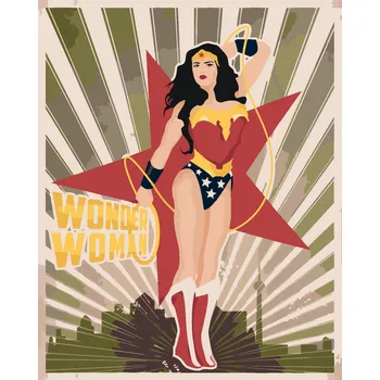 ZUTY Malování podle čísel - WONDER WOMAN HVĚZDA Rozměr: 40x50 cm, Rámování: bez rámu a bez vypnutí plátna